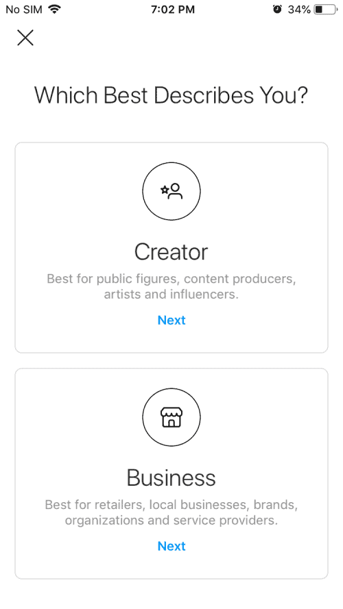 create business or creator Instagram accounts 3