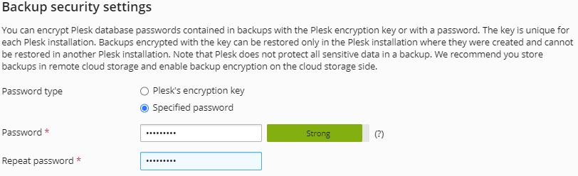 Create password-protected backups