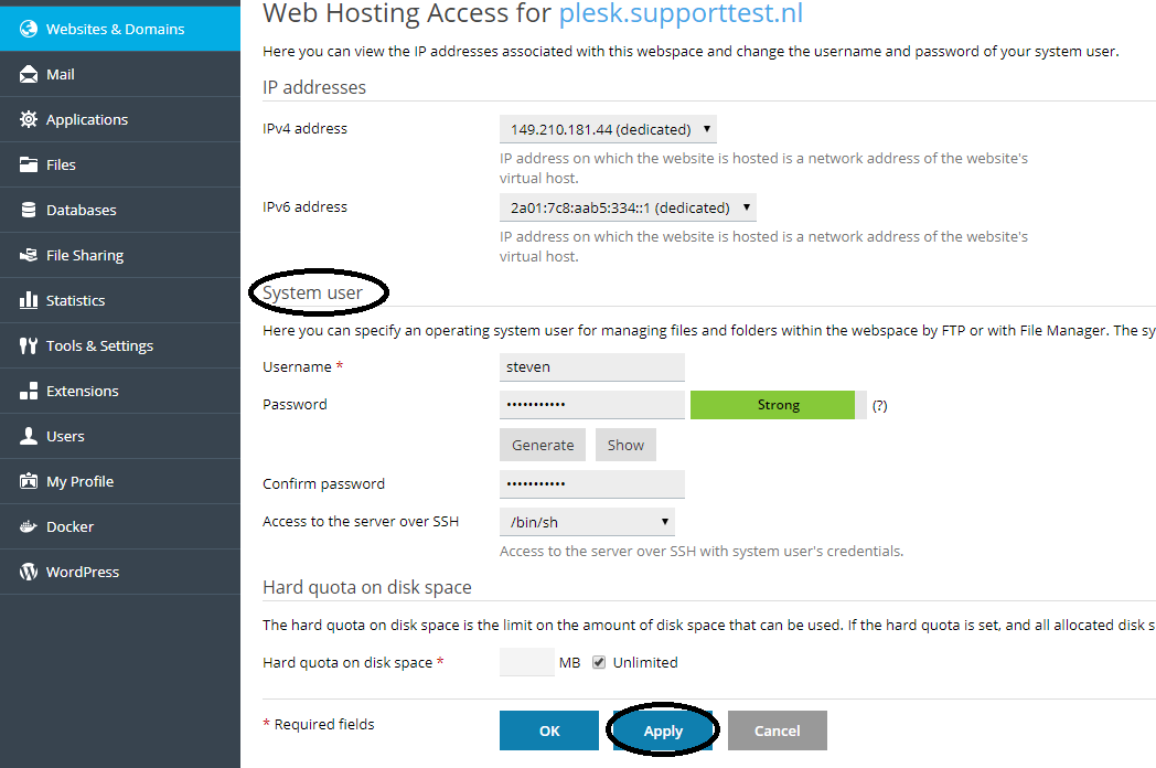 plesk-webhosting-access