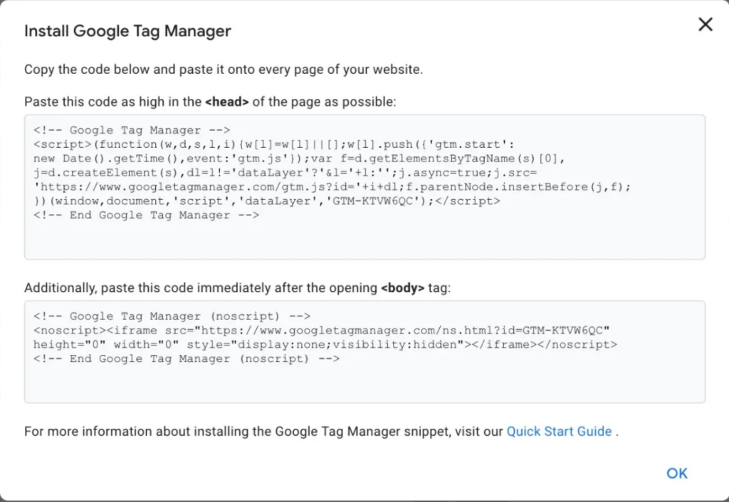 Install google tag manager