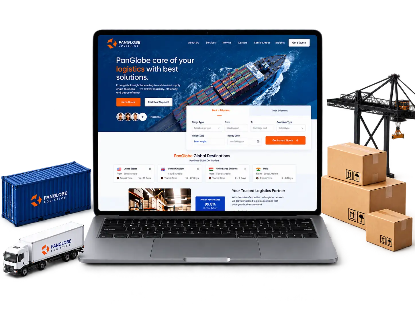 PanGlobe Logistics website by Hollands Web