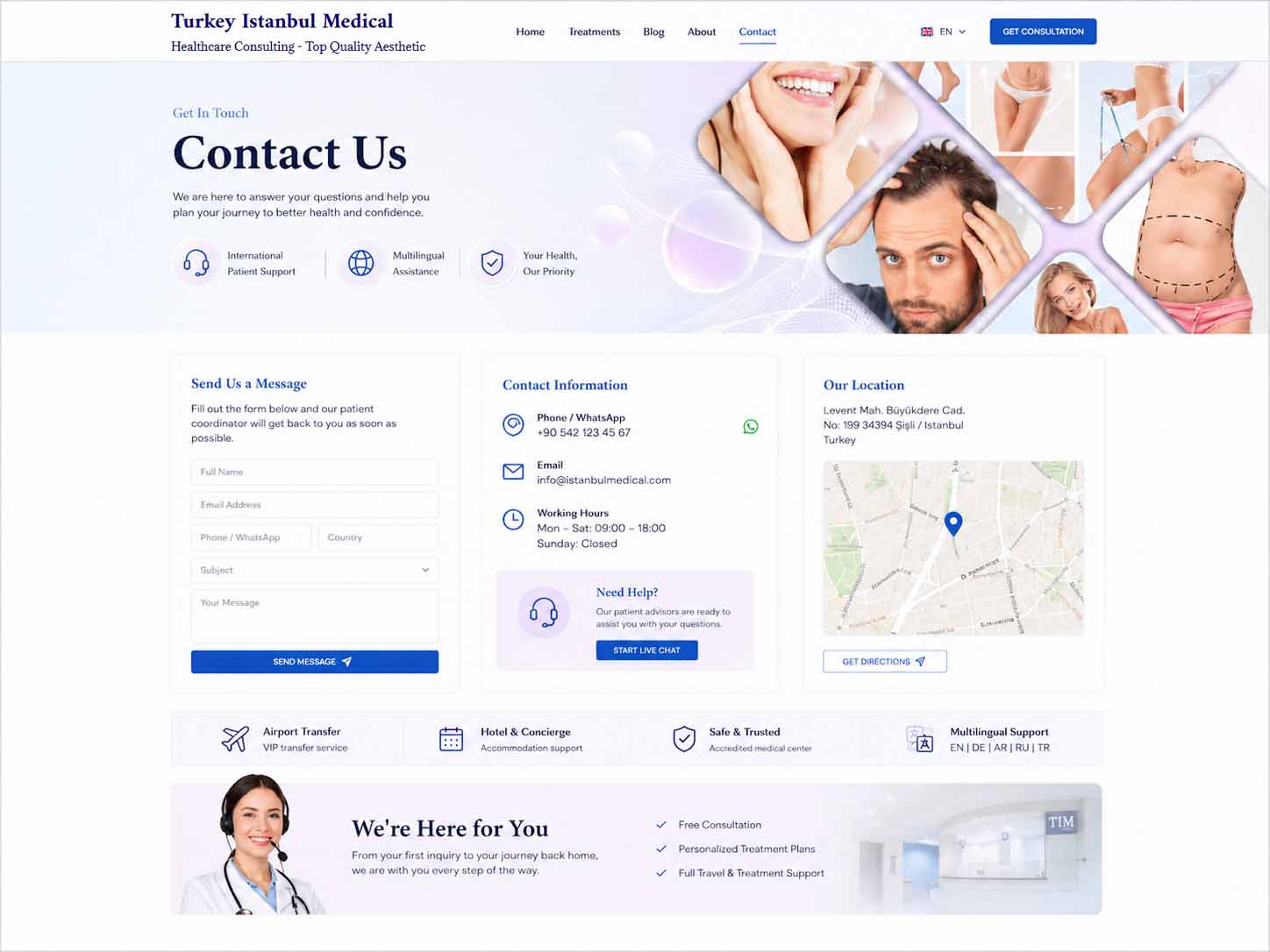 Turkey Istanbul Medical contact page